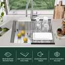 33-inch Undermount Kitchen Sink - SINKVINE Single Bowl Stainless Steel Kitchen Sink, Large Size Handmade Basin with 3.5-inch Drain Strainer, Bottom Grid Protector, Roll-up Drying Unit, 33" x 19" x 9"