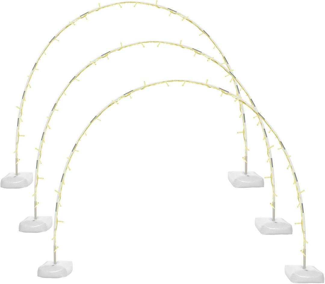 Frienda 3 Sets 10 ft Light Arch for Christmas Holiday Garden Arch Stand with 3 Pcs 66ft 8 Modes LED Christmas String Lights for Xmas Wedding Doorway Pathway Yard Party(Warm Yellow)