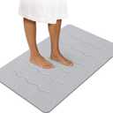 OTHWAY 32"x 20" Stone Bath Mat Large, Diatomaceous Earth Bath Mat for Bathroom Quick Drying Absorbing, Long Non-Slip Diatomite Hard Stone Shower Mat Instant Dry(Light Grey)
