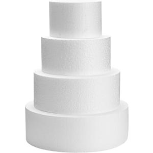Juvale Round Foam Cake Dummy - Wedding Cake Display Platform - Stackable Tier Stacking Kit - Practice Decorating Supplies - 6", 8", 10" & 12" Tiers, 16" Tall