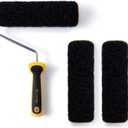 Voomey 3 Pcs 9 Inch Drywall Compound Roller Cover with 1 Pcs Paint Roller Frame, Drywall Texture Brush, Suitable for Covering Wall and Ceiling Surfaces