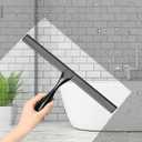 Simtive 12-Inch Shower Squeegee Set, Includes Shower Door Hook and Adhesive Hook, Squeegee for Shower Doors, Mirror and Window, Black