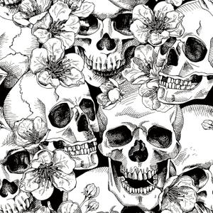 Halloween Skull Floral Peel and Stick Wallpaper White Vinyl Contact Paper Vintage Removable Self Adhesive Gothic Wall Paper for Bedroom Farmhouse Cabinets Accent Wall Decorations 17.3"x196"
