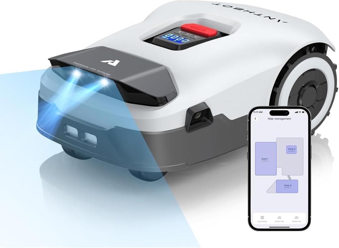 ANTHBOT Genie3000 Robot Lawn Mower - NO Wire, Full Band RTK+4-Eye Vision Robotic Lawnmower for 3/4 Acre, Auto Mapping, Multi-Zone Management, Accurate Obstacle Avoidance, Intelligent Path Planning