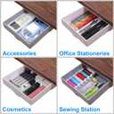 4 x 4 Pack Under Desk Drawer Self-Adhesive Desktop Storage Organizer, Hidden Attachable Slide Out Desk Drawer, Under Table Tray for Pencil Pen Stationery Office Organization, Gray