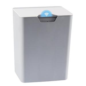 4 Gal Bathroom Trash Can with Lid, Automatic Trash Can Small Smart Garbage Can Touchless, Slim Motion Sensor Waterproof Plastic Trash Bins for Bedroom Office Kitchen Toilet(Gray)