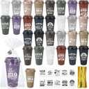 Jinei 30 Pack Nurse Appreciation Gifts 16 oz Plastic Tumblers Bulk Thank You Coffee Cups Reusable Water Bottle with Cards and Bags for Nurse Women Holiday Gifts(Lovely,Dusty)