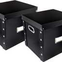 Snap-N-Store Vinyl Record Storage Box - 12" - 2 Pack - Crate Holds up to 75 Vinyl Albums - Black
