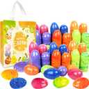 144Pcs 3.15'' Large Iridescent Marble-like Plastic Easter Eggs for Kids Egg Hunt Basket Bag Empty Stuffers Fillers with 2pcs Non Woven Bags, Toys Filling Treats & Easter Theme Party Supplies Favor