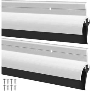 Hicarer 2 Pcs Door Bottom Sweep with Rain Drip 0.5625" W x 2" H x 36" L, Exterior Door Rain Drip Guard, Bottom Weather Stripping, Mill Finish Aluminum with Vinyl Insert(Sliver)
