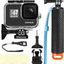 BO&DQQ Compatible for Go Pro Hero (2018) 7 6 5 Black Waterproof Housing Case 45M/147FT Protective Underwater Diving Case Shell with Cameras Handle Mount Accessories Kit