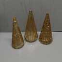 Table Top Christmas Tree Decorations with Fairy Lights,Gold Mercury Glass Finish, Holiday Table Centerpiece and Mantle Decor Set of 3 Assorted Trees