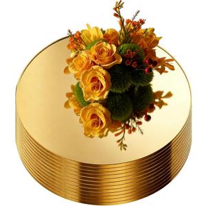 12 Pcs 10 Inch Mirror Centerpieces for Tables Candle Plates Wall Wedding Table Baby Shower Party, Thickness 1.5 mm (Gold)