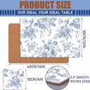 6 Sets Blue and White Floral Cork Placemats with 6 Coasters, 16x12 Inches Heat Resistant Cork Backed Table Mats, Square Coasters for Rustic Kitchen Dinner Table Setting Supplies