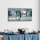 Give It to God and Go to Sleep Sign Bedroom Wall Decor 20x40" Christian Bible Verse Wall Art Above Bed Wall Decor Teal Farmhouse Faith Quote Canvas Painting for Living Room Master Bedroom Decoration