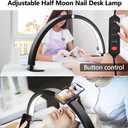 Desk Nail Lamp with Half Moon Light and Touch Control - Portable (Black)