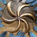 Solar Powered Dual-Sided Rotating Wind Spinner, Blue Leaf Windmill Garden Decor, Outdoor Yard Art Sculpture, Metal Iron Kinetic Spinner for Patio Lawn Landscape