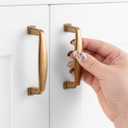 Antique Brass Cabinet Pulls, 3 Inch Hole Centers, Stepped Kitchen Cabinet Handles ZP2402 | Pack of 10, Solid Retro Hardware for Kitchen Door Drawer Dresser Bathroom Vanity Cupboard, 3"