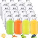 Thenshop 24 Pack Plastic Bottles with Caps, Clear Juice Bottles Flat Water Bottle Plastic Flask Bottle Reusable Mini Beverage Container for Drinks, Milk, Tea, Alcohol, Liquor (12 oz) Missing Pieces