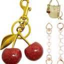 Bag Charm Cherry Keychain Cherry Keychain Accessories Gifts for Women Purse Bag Charms Extender Chain for Handbags (White)