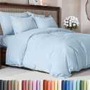 Duvet Cover Cal King Size Set - Extra Soft Cal King Duvet Cover 104" x 98" with 2 Pillow Shams - Hotel Luxury, Easy Care & Fade Free w/ Zipper Closures & Ties - Comfy, Cozy & Breathable (Light Blue)