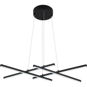 4 Strip Light 34.36'' Modern Pendent Light Chandelier Dimmable Black Adjustable Cord for Office Dining Room Kitchen Living Room Bedroom, 3000K-6000k, 30W, 85-265V