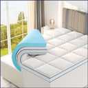 Sleep Lab 4 Inch Memory Foam Mattress Topper - Queen Size - Cooling Gel Memory Foam, Medium Support + Pillow Top (Classic Comfort)
