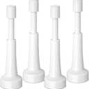 4PCS Spring Door Stoppers for Wall - 4.33 Inch Door Stop for Bottom of Door, Aluminum Doorstopper with Silicone Tip, Screw & Adhesive Installation, White