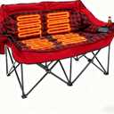 Heated Double Camping Chair, Padded Camping Couch with 3 Heat Levels and 4 Heating Zones, Oversized Camp Loveseat Support 800lbs for Soccer Games, Tailgating, RV Travel, Beach DaysNot Battery, 27.94 Cm X 25.4 Cm X 97.917 Cm