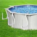 Solar Pool Cover Holder, Adjustable Solar Cover Hooks Keep Solar Cover Off The Ground, No Drill, No Rust, 4 Pack Plastic Pool Cover Holder, Fits Above Ground Pools with 1.2"-7.3" Top Rail, White