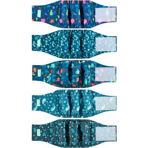 wegreeco Small Dog Diapers Male,Reusable Belly Bands for Male Dogs,Washable Doggie Puppy Diapers Wraps (5 Pack X-Large, Marine Animal)
