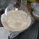 Glass Domed Cake Pedestal with Acanthus Leaf Ornate Brown Metal Base and Cream Ceramic Plate