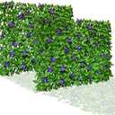 Expandable Fence Privacy Screen for Balcony Patio Outdoor,Decorative Faux Ivy Fencing Panel,Artificial Hedges (Single Sided Leaves) (Purple)