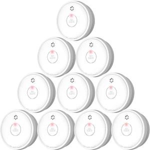 10 Packs Fire Alarms Smoke Detectors, Smoke Alarm Battery Operated, Fire Alarm with Test Button & Low Battery Signal, Photoelectric Technology Fire Detectors for Bedroom and Home