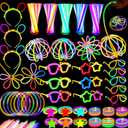 647PCS Glow Sticks, Glow in the Dark Party Favors Party Supplies for Adults Glow Sticks Bulk & Connectors Light Up Glasses Headbands Bracelets Necklace for football Birthday Wedding Patriotic