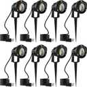 Romwish 10W Landscape Lighting, 120V Plug-in Outdoor Spotlights, 8 Pack