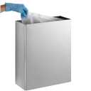 Bobrick Surface-Mounted Waste Receptacle, 6.4-gallon Capacity, Satin-Finish Stainless Steel, Open Top Design with Removable Vinyl Liner, 14" W x 18" H x 6" D (Model B-279)