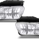 Fog Lights Compatible With 2003-2006 Chevy Silverado 1500 2500 3500 1500HD 2500HD 2007 Classic 02-06 Avalanche Driver and Passenger Side Fog Bumper Lamp Assembly with Bulbs Clear Lens
