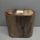 Bathroom Trashcans with Lids, Plastic Marble Wood Pattern Trash Can Small Garbage Bin with Lid for Bathroom Narrow Wastebasket Modern Waste Basket for Home Indoor Hotel (Plastic Wood Pattern)