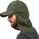 Mens XXL Sun Hats with Neck Flap UPF 50+ Waterproof Baseball Cap Adjustable Breathable Quick Dry Outdoor Fishing Hat (Army Green)
