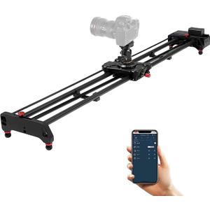 GVM 48"/120cm Motorized Camera Slider, APP Professional Carbon Fiber Dolly Rail Camera Slider, Motorized Time Lapse and Video Shot Follow Focus Shot and 120 Degree Panoramic Shooting