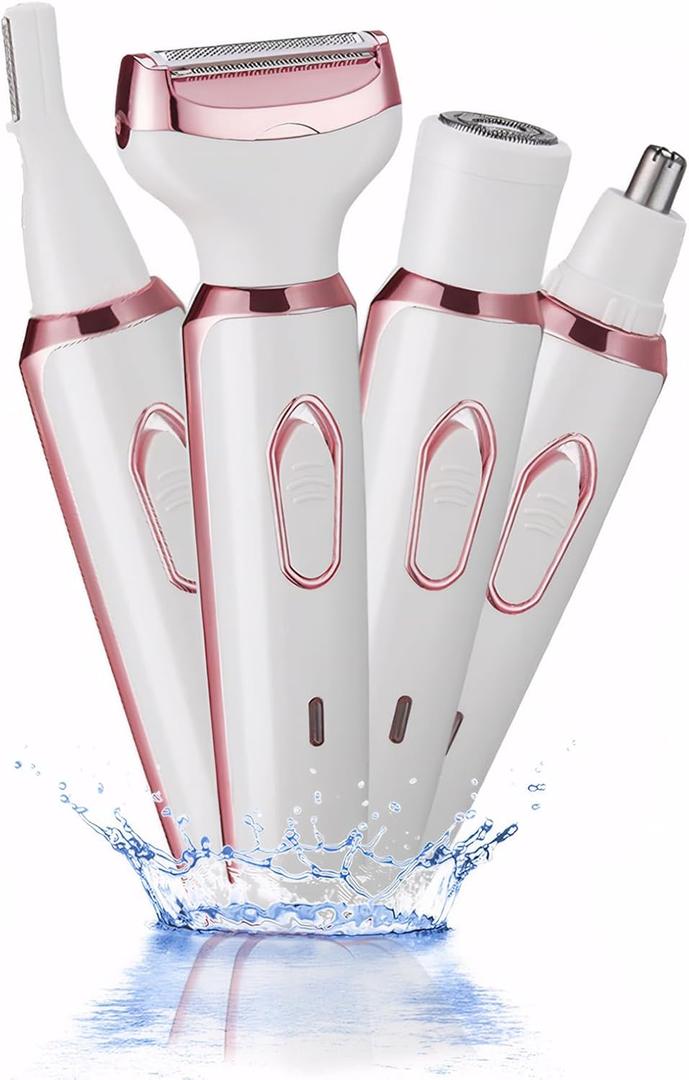 Vacto Electric Razors for Women, 4-in-1 Women’s Facial Hair Removal, Face Shaver Ebrow Trimmer Pubic Bikini Trimmer Portable Ladies Shaver Womens Razors for Shaving