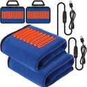 Tuanse 2 Pcs USB Heated Blanket 25"x 35" Heated Car Blanket 5V Portable USB Electric Throw 3 Heat Setting Electric Throw with Timer Temperature Controller for Car Winter Home Office(Navy,Shearling)