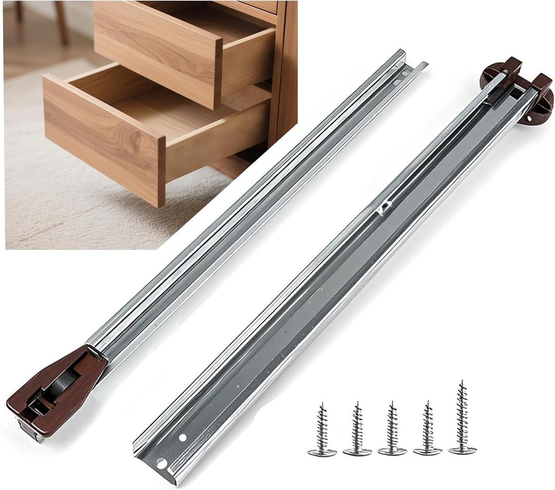 Drawer Slides Center Track for Kenlin Rite-Trak II Rails Kit, 16 Inch Drawer Metal Slides with Stop & Roller 1 Pack