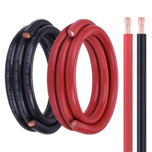 2/0 Battery Cable, 10FT Red + 10FT Black 2/0 Welding Cable, Stranded Oxygen-Free Pure Copper Wire for Automotive, Battery, Solar, Marine and Generator