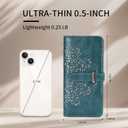 Ultra Slim RFID Wallet Women Thin Clutch Bifold Compact Long Womens Coin Wallet with Hollow Out Mandala PEACOCK BLUE