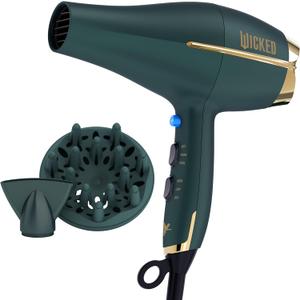 Wicked Elphaba Hair Dryer with Diffuser from Conair | INFINITIPRO by CONAIR Hair Dryer with Ceramic Technology | Includes Diffuser and Concentrator (1 Count (Pack of 1), Green)