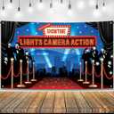 KatchOn, Large Lights Camera Action Backdrop - 72x44 Inch | Lights Camera Action Decorations | Hollywood Theme Party Decorations | Hollywood Backdrop for Oscar Party Decorations | Red Carpet Backdrop