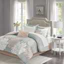 Madison Park Essentials Maible Cozy Bed in A Bag Comforter with Complete Cotton Sheet Set-Floral Medallion Damask Design All Season Cover, Decorative Pillow, Twin (68 in x 86 in), Floral Blush 7 Piece