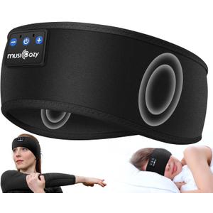 MUSICOZY Sleep Headphones Headband, Wireless Earbuds Earphones Sweat Resistant with Ultra-Thin HD Stereo Speaker, Bluetooth 5.4 for Workout Running Cool Gadgets Unique Gifts (Dark Black)
